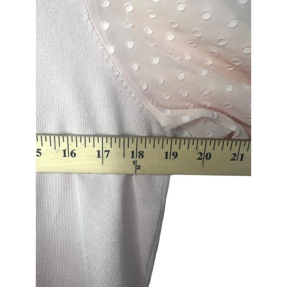 Adrianna Papell Pink Puff Sleeve Sweater Medium With Polka Dot Mesh Details - Picture 8 of 12